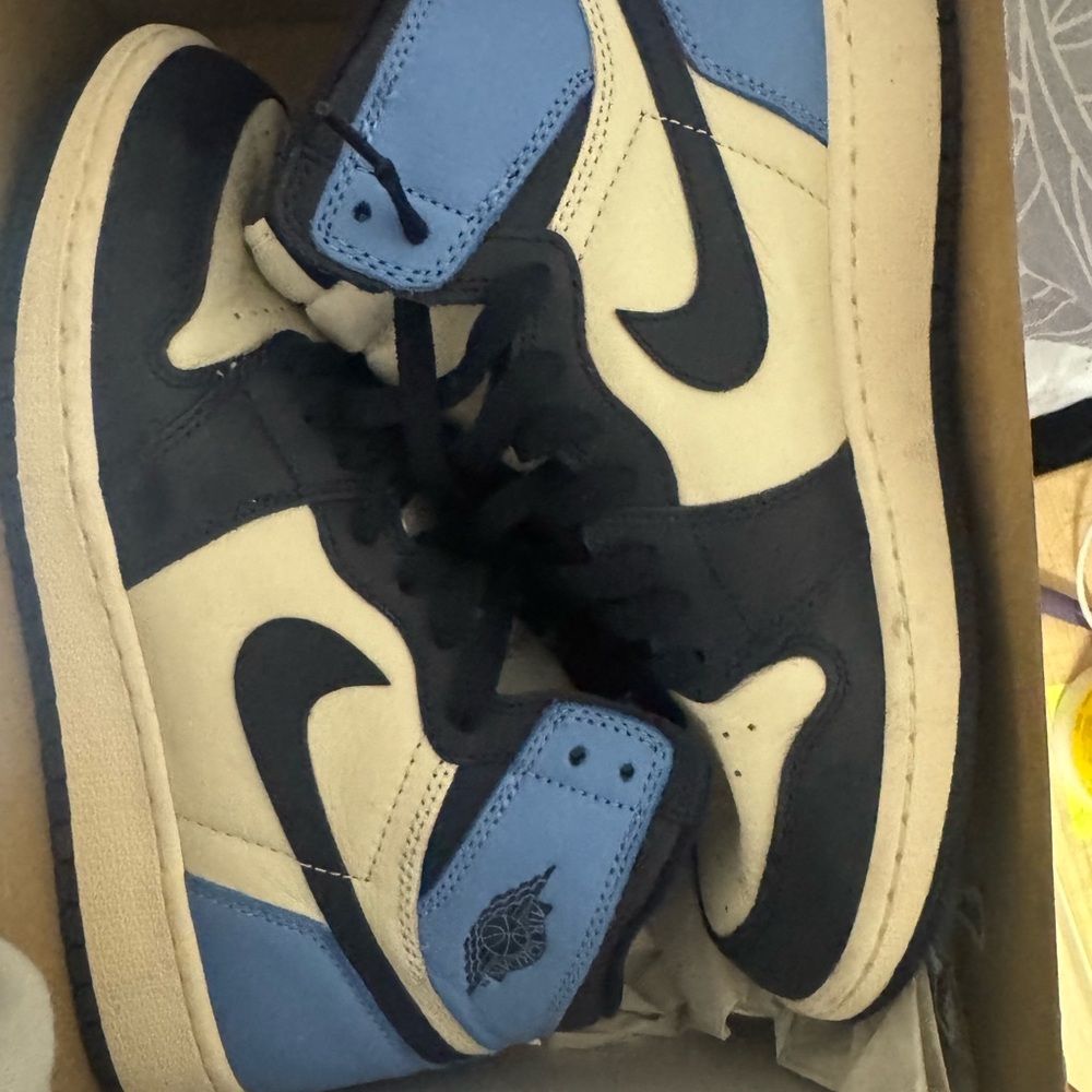 Blue and Black High-Top Sneakers